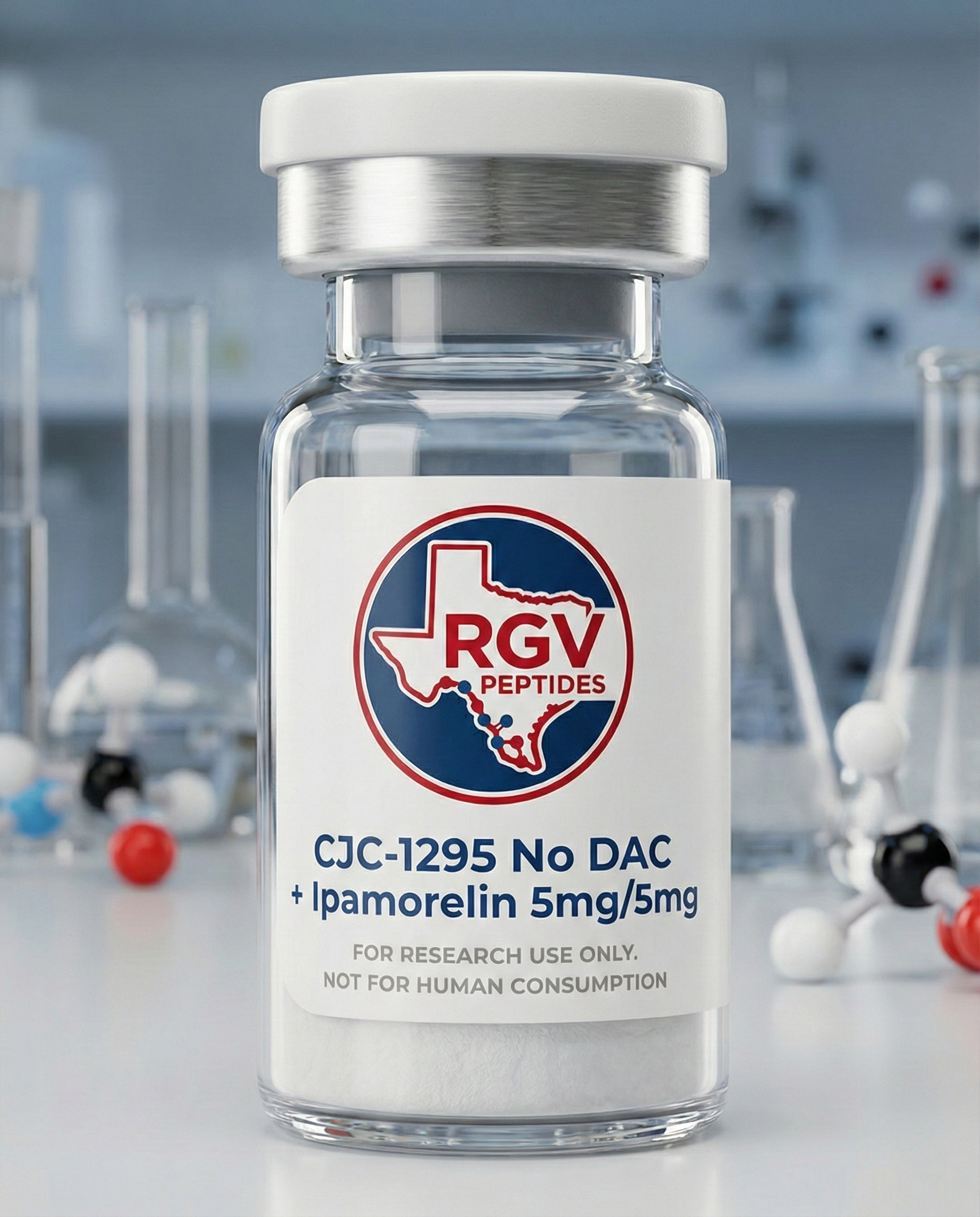 CJC-1295 No DAC / Ipamorelin - Research peptide vial
